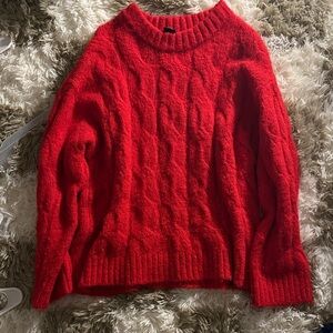 Urban Outfitters Vibrant Red Cable Knit Sweater